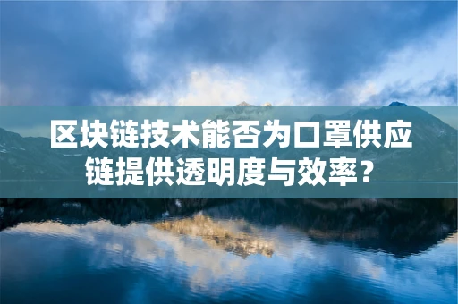 区块链技术能否为口罩供应链提供透明度与效率？