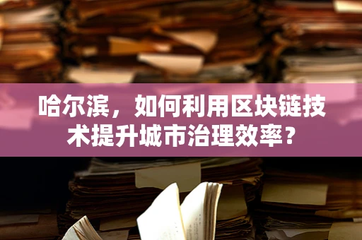 哈尔滨，如何利用区块链技术提升城市治理效率？